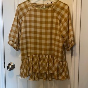 Mustard yellow checkered top NWT